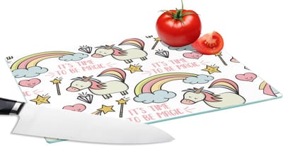 Glazen Snijplank - 28x20 - Regenboog - Unicorn - Diamant - Quotes - Patroon - Snijplanken Glas