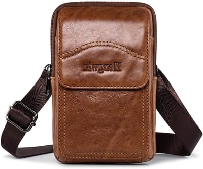 Retro Schoudertas met Rits voor Smartphone – Casual Crossbody Tas voor iPhone en Samsung Galaxy (Bruin)