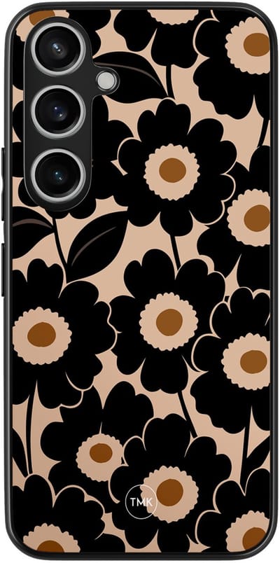 Hoesje geschikt voor Samsung Galaxy A55 - Bloom luxe - Zwart - TPU case - Bloemen - Hardcase zwart telefoonhoesje