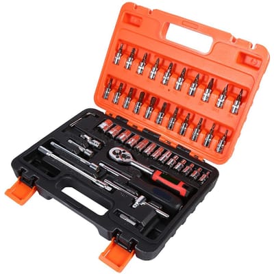 Hete 46X Dopsleutel Ratelset 14  Aandrijving Metrisch Verlengstuk Vrachtwagen orange