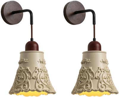 2 Stuks Wandlamp Vintage Binnen Slaapkamer Wandlampen E27 voor Woonkamer 19cm Beige