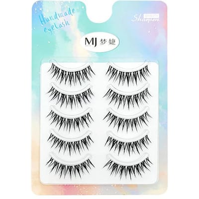 5 Paires de Faux Cils Style Dessin Animé, Extensions de Cils avec Aspect Naturel Transparent, Design Dense et Bouclé, Adaptés aux Débutants white