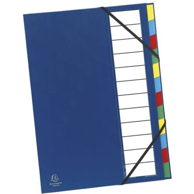 Exacompta Sorteermap Harmonika® Ordonator®Sorteermap met uitrekbare rug en elastosluiting - 12 Indelingen - Blauw - 55342E