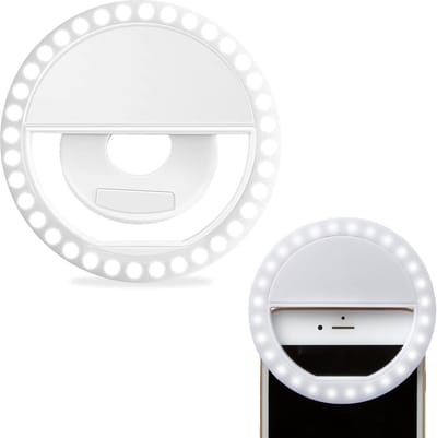 Selfie Ring Light Universeel - Selfie Ring Lamp Met Clip Universeel - Selfie Ringlight LED Light Oplaadbaar - Wit