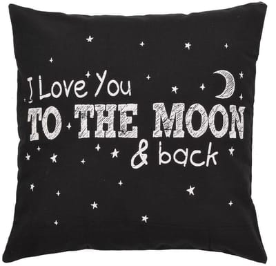 Kussen/Woonkussen Overtrek I love you to the Moon & back Zwart Wit
