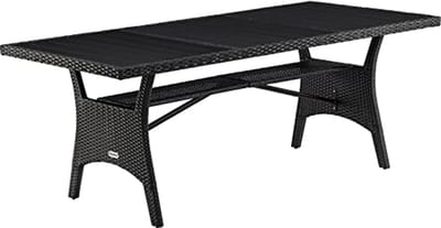 Hoogwaardige Polyrattan Tuin Tafel met Hoogte Verstelbaar WPC Tafelblad