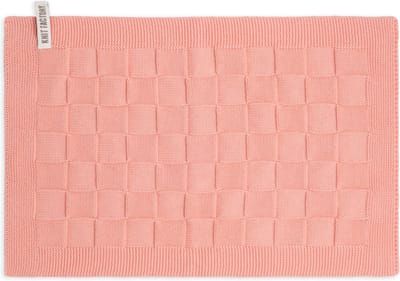 Knit Factory Gebreide Placemat Uni - Rechthoek - Dubbelzijdig te gebruiken - Eetmat - Onderlegger - Apricot - Roze - 50x30 cm