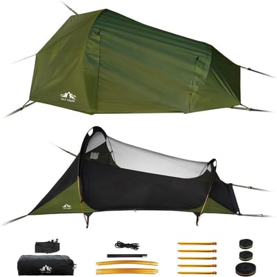 Camping Hangmat Tent voor 1 Persoon met Waterdichte Muggennet - Ideaal voor Bivak, Wandelen en Tuingebruik