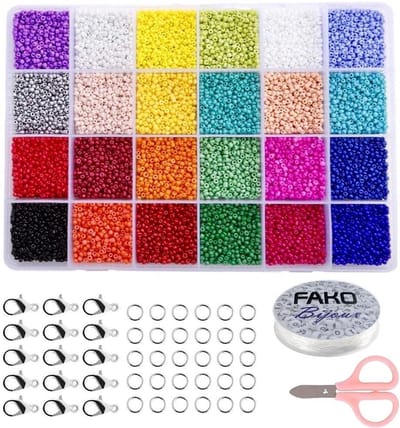 Fako Bijoux® - DIY Kralen Set - Glas Zaad Kralen - Glaszaad - Glaskralen - Sieraden Maken - Hobby - Kralenset - Kralendoos - 2mm - 19200 Stuks