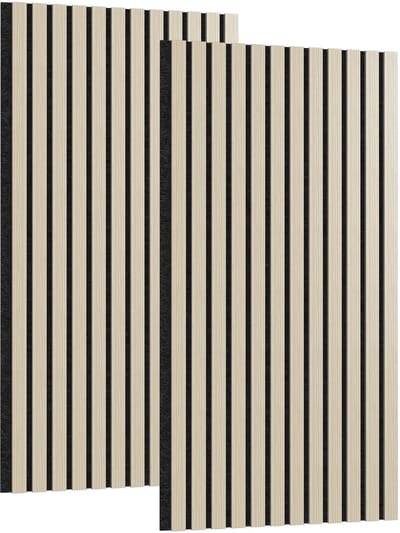 ACXIN Akoestische Wandpanelen Set 2 Stuks - Houten Wandbekleding van Echt Hout Fineer - 3D Lamellen Akoestische Panelen - 120x60 cm Geluidsabsorberend Wandpaneel - Voor Woonkamer Kantoor Studio - Wit Eiken