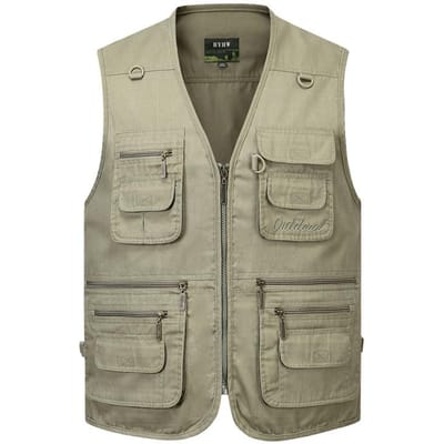 L-6XL Grote maat Nieuwe heren multi pocket katoenen vest casual met veel 14 zakken mouwloze jassen mannelijke outdoor fotovest 2XL beige