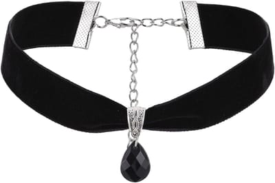 Zwarte fluwelen kostuumketting voor dames met verstelbare choker en pendant, ideaal voor Halloween en cosplay evenementen