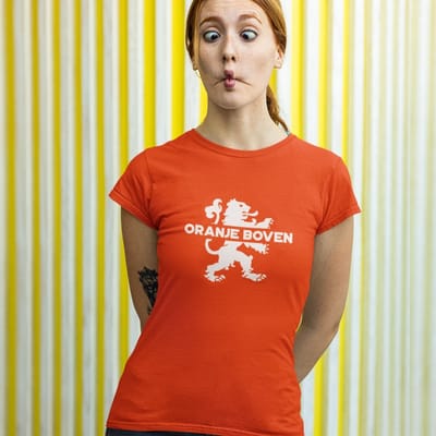Oranje EK WK Koningsdag T-shirt - MAAT XS - Dames Pasvorm - Oranje Boven