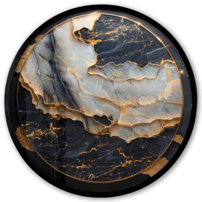 Poster in lijst Rond - Fotolijst 40x40 cm - Posters - Kunst - Goud - Zwart - Modern - Abstract - Ronde posterlijst zwart - Decoratie - Wanddecoratie woonkamer - Muurdecoratie slaapkamer