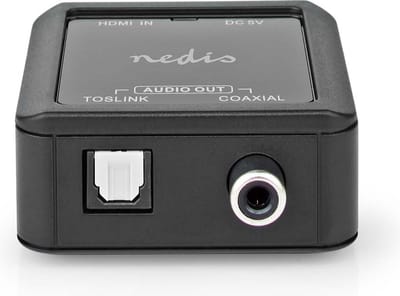 Nedis Digitale Audioconverter - 1-weg - Ingangen audio / video / data: DC Power / HDMI Input - Uitgangen audio / video / data: 1x Coax Audio / 1x TosLink Female - Automatisch - Antraciet