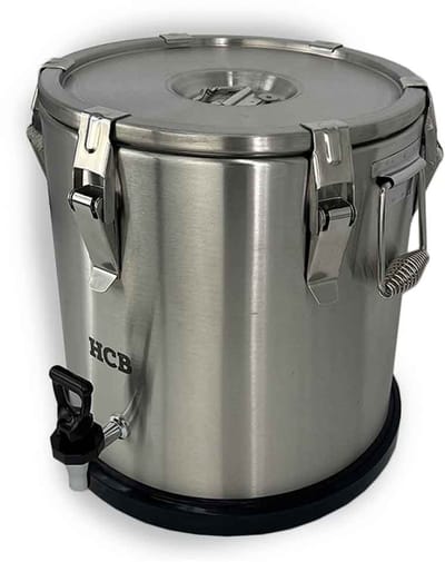 HCB® - Professionele Horeca Geïsoleerde container - aftapkraan - draagbaar - 20 liter - RVS / INOX - 36x36x37 cm (DxBxH) - 6 kg - 1372
