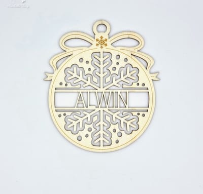 [Nice Little Things] - Maxi Kerst Ornament - Met naam - Multiplex - Sneeuwvlokje