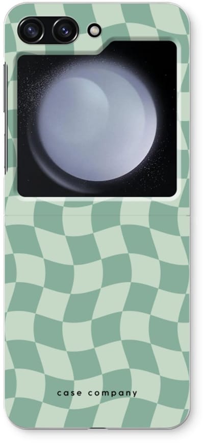 Case Company® - Hoesje geschikt voor Samsung Galaxy Z Flip5 hoesje - Grid Groen - Soft Cover Telefoonhoesje - Bescherming aan alle Kanten en Schermrand