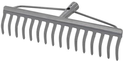KOTARBAU® Tuinhark, Gazonhark, Bladhark, Metaal, 41 cm, Grijs, Tuinhark voor Gazon, 16 Tanden, Stevige Hark, Waaierbezem, Robuust Tuingereedschap, zonder Steel