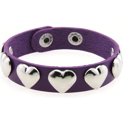 Gotische Punk Rock Enkele Rij Hart Armband - Meerkleurig Pu Leer Armband Voor Feest Feest Verjaardagscadeau white