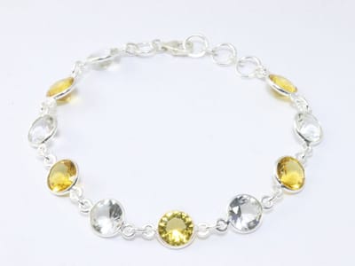 Zilveren armband met citrien en bergkristal