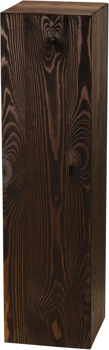 Rustieke Houten Zuil Donker Notenhout - Decoratieve Planten- of Sokkelstandaard 75cm