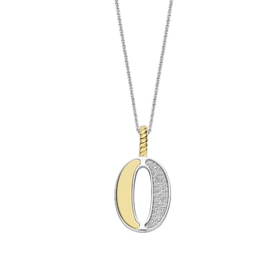 TI SENTO Dames Hanger - 925 zilver - Letter O - Zirkonia met geel verguld - 6840ZY_O