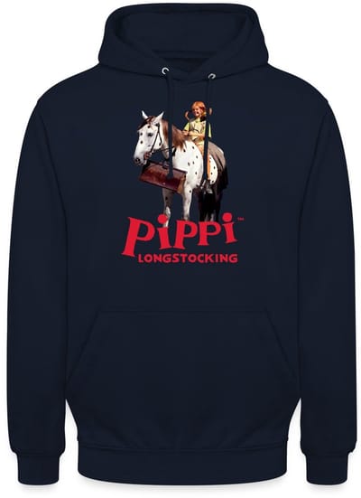 Pippi Longstocking Pippi Rijdt Op Kleine Witte Hoodie Unisex