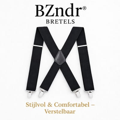 BZNDR® Bretels -Bretels Heren Volwassenen - Bretels Dames - Stijlvol & comfortabel - Zwart - 4 clips