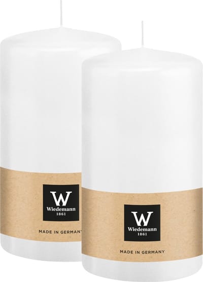 Wiedemann Cilinderkaars/stompkaars - 2x - wit - 13 x 7 cm - 52 branduren - zuilkaarsen