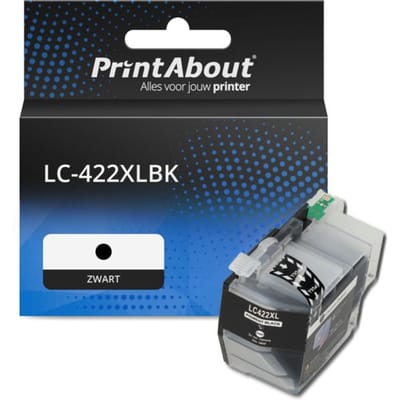 PrintAbout huismerk Inktcartridge LC-422XLBK Zwart Hoge capaciteit geschikt voor Brother