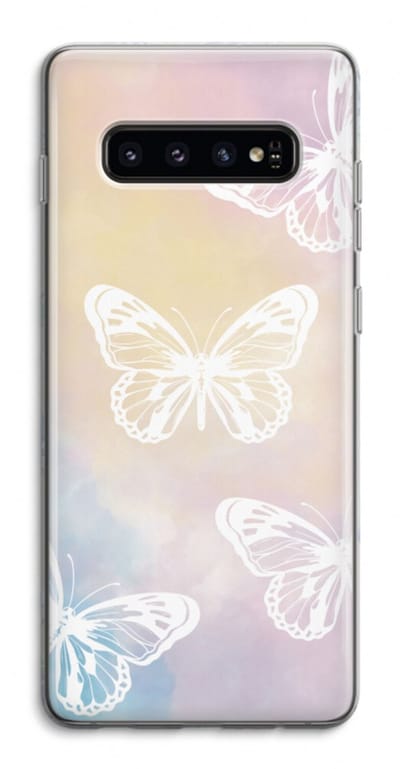 Case Company® - Hoesje geschikt voor Samsung Galaxy S10 4G hoesje - White butterfly - Soft Cover Telefoonhoesje - Bescherming aan alle Kanten en Schermrand