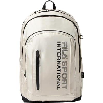 FILA Sac à dos en nylon de couleur unie simple Sac à dos unis Blanc cassé FS3BPF5001X-CRM Ecru white
