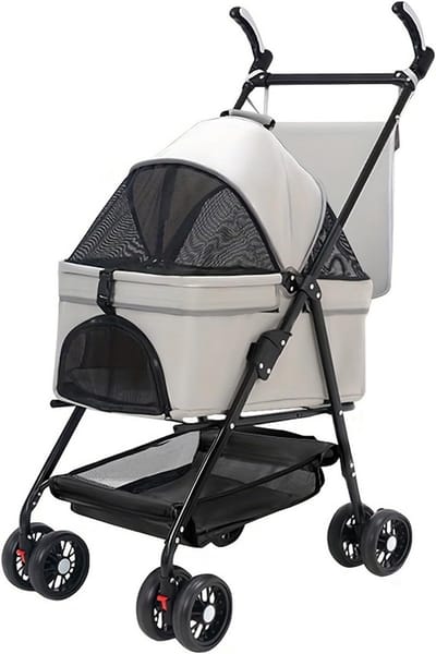 Inklapbare Hondenkinderwagen voor Kleine Honden en Katten tot 12 kg