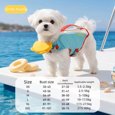 Gilet de sauvetage pour chien/chat d'été EPE Gilet flottant Portable Super Grand Flottabilité Maillot de bain Vêtements pour chien de petite et moyenne taille (as the picture,L--10-17.5kg)