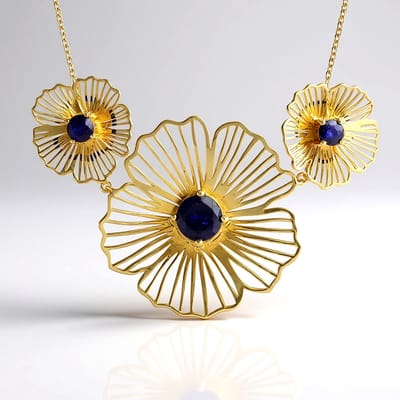 Cavill - 925 Sterling Zilver Halsketting met 1,485 ct Madagaskar Blauwe Saffier - Verstelbaar - Bloemmotief - Luxe Dames Sieraad