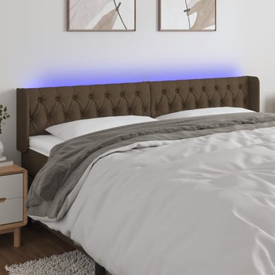 vidaXL - Hoofdbord - LED - 183x16x78/88 - cm - stof - donkerbruin