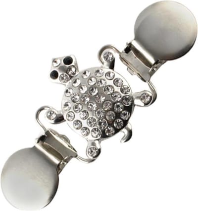Fako Bijoux® - Vestsluiting - Vestclip - Sjaalspeld - Vestklem - Schildpad - Kristal - Zilverkleurig