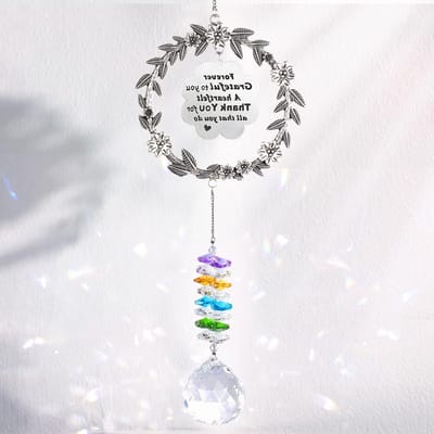 Zonvanger Cadeau voor Vrouwen met Gegraveerde Bedankboodschap, Hangende Ornamenten en 40mm Glazen Bal voor Regenboog Effect en Vriendschapsgeschenken