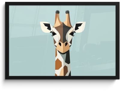 Poster in lijst - Fotolijst 60x40 cm - Posters - Giraffe - Illustratie - Bruin - Minimalistisch - Posterlijst zwart - Decoratie - Wanddecoratie woonkamer - Muurdecoratie slaapkamer