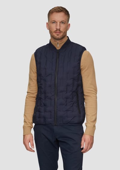s.Oliver - male - Lichtgewicht gewatteerde bodywarmer met een gebreide kraag