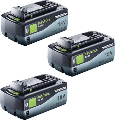 Festool accuset 3x BP 18 Li 8.0 HP-ASI accu 18 V 8.0 Ah ( 3x 577323 ) 8000 mAh Li-ion met laadniveau-indicator