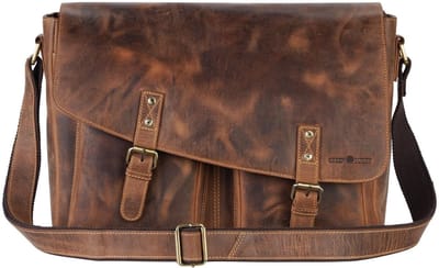 GREENBURRY schoudertas met laptopvak Vintage Crossbody Bag Brown bruine