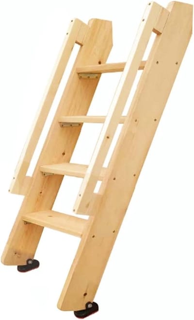 Stapelbed Ladder - Houten Klimladder - Veilig Bed Gebruik - Met Leuningen - 137cm - Natuurlijk