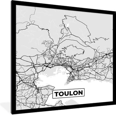 Fotolijst incl. Poster - Toulon - Frankrijk - Plattegrond - Kaart - Stadskaart - 40x40 cm - Posterlijst