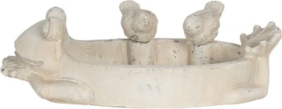 Clayre & Eef Vogelvoederbak Kikker 32x19x9 cm Beige Steen Ovaal