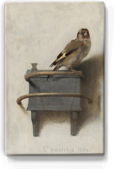 Puttertje - CarelFabritius - 19,5 x 30 cm - Niet van echt te onderscheiden schilderijtje op hout - Mooier dan een print op canvas - Laqueprint.