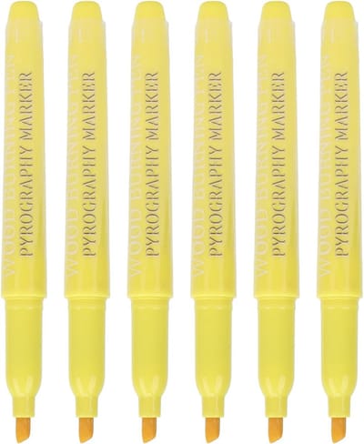 Houtbrand Pen - Schroeistift Marker - Houtbewerking Projecten - Brede Punt Ontwerp - 6 Stuks - Bruin