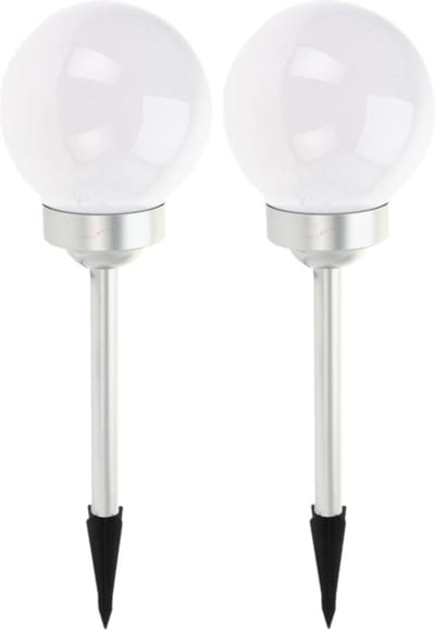 Pro Garden Solar tuinlamp/prikspot bol - 4x - op zonne-energie - dia 15 cm - Prikspots tuinverlichting - Lampjes