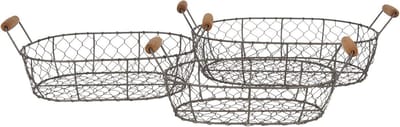 Clayre & Eef Opbergmand Set van 3 42x27x15 cm Bruin IJzer